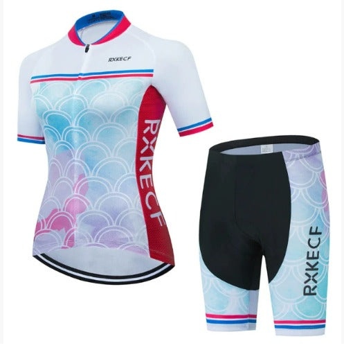 BORA women's cycling set: breathable jersey and bib shorts