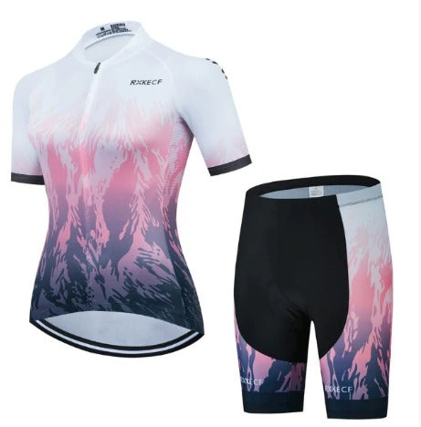 BORA women's cycling set: breathable jersey and bib shorts