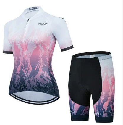 BORA women's cycling set: breathable jersey and bib shorts