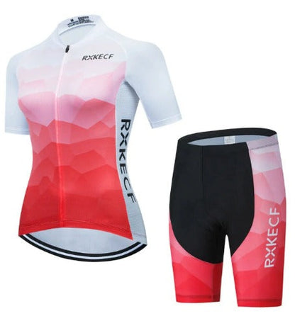BORA women's cycling set: breathable jersey and bib shorts