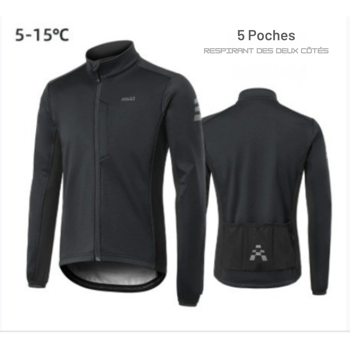 Winter cycling jacket | windproof, warm and with fleece lining